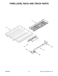 Third Level Rack And Track Parts Diagram and Parts List for WDTA80SAKZ3  Whirlpool Dishwasher