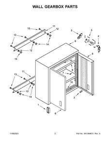 Wall Gearbox Parts Diagram and Parts List for GAWG302DZW01  Whirlpool Cabinet