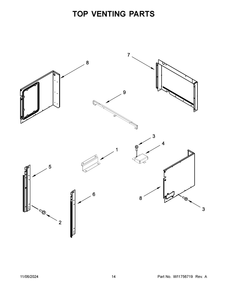 08 - Top Venting Parts Diagram and Parts List for JMW2427LM03  Whirlpool Microwave Oven Combo