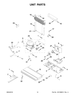 Unit Parts Diagram and Parts List for WRB329LFBM01  Whirlpool Refrigerator