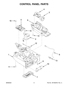 Control Panel Parts Diagram and Parts List for WUI95X15HZ01  Whirlpool Ice Maker
