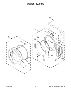 06 - DOOR PARTS Diagram and Parts List for YWED9290FW0  Whirlpool Dryer