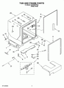 TUB AND FRAME PARTS Diagram and Parts List for KUDS50FVPA0  KitchenAid Dishwasher