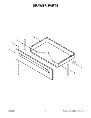 Drawer Parts Diagram and Parts List for IES360GW0  Whirlpool Range