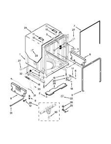 Tub And Frame Parts Diagram and Parts List for KUDS30FXWHA  KitchenAid Dishwasher