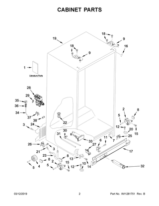 Part Location Diagram of W11284444 Whirlpool FILLER