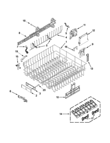 Upper Rack And Track Parts Diagram and Parts List for 66512782K310  Kenmore Dishwasher