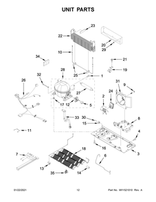 Unit Parts Diagram and Parts List for JFC2089BEM04  Whirlpool Refrigerator