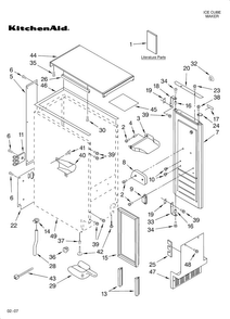 Cabinet Liner And Door Parts Diagram and Parts List for KUIS15NRTB0  KitchenAid Ice Maker