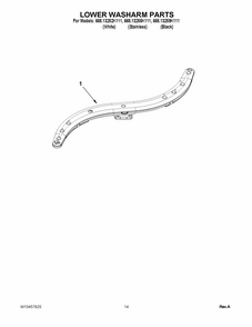 Lower Washarm Parts Diagram and Parts List for 66513255K111  Kenmore Dishwasher