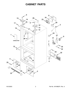 Cabinet Parts Diagram and Parts List for KRFC302EBS08  KitchenAid Refrigerator