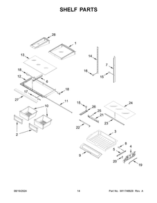 08 - Shelf Parts Diagram and Parts List for MFI2570FEB11  Whirlpool Refrigerator