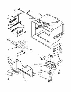 Freezer Liner Parts Diagram and Parts List for GB2FHDXWS09  Whirlpool Refrigerator