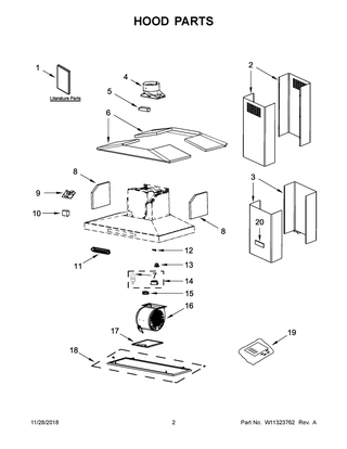 Hood Parts Diagram and Parts List for KVIB606DBS2  Whirlpool Range Hood