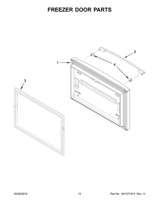 Freezer Door Parts Diagram and Parts List for WRFA32SMHZ02  Whirlpool Refrigerator