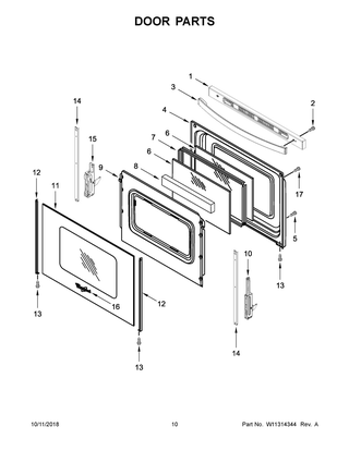 Door Parts Diagram and Parts List for WFG550S0HV1  Whirlpool Range