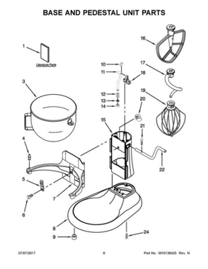 04 - Base And Pedestal Unit Parts Diagram and Parts List for KG25H0XBM5  KitchenAid Mixer