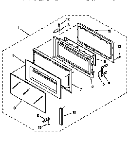 Door Diagram and Parts List for KHWS105BBL0  KitchenAid Microwave
