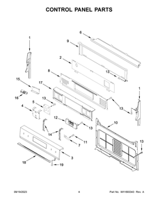 Control Panel Parts Diagram and Parts List for WFG550S0LV5  Whirlpool Range