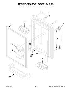 Refrigerator Door Parts Diagram and Parts List for ABB2224BRB02  Whirlpool Refrigerator