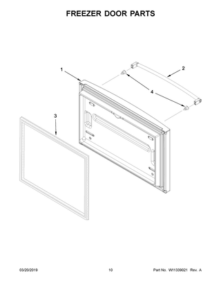 Freezer Door Parts Diagram and Parts List for KRFC300EWH03  Whirlpool Refrigerator
