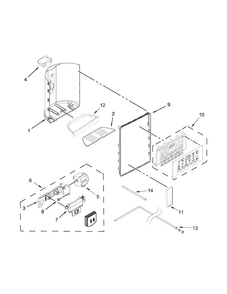 Dispenser Parts Diagram and Parts List for WRS576FIDM01  Whirlpool Refrigerator
