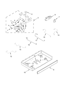 Burner Box, Gas Valves And Switch Parts Diagram and Parts List for WCG97US0DS00  Whirlpool Cooktop