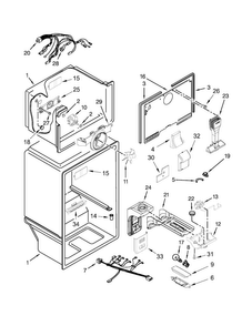 Liner Parts Diagram and Parts List for WRT359SFYM02  Whirlpool Refrigerator