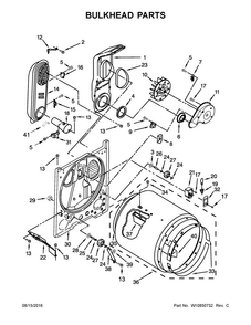 Bulkhead Parts Diagram and Parts List for WGD4915EW1  Whirlpool Dryer