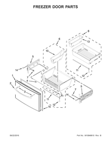 Freezer Door Parts Diagram and Parts List for WRF757SDEH01  Whirlpool Refrigerator