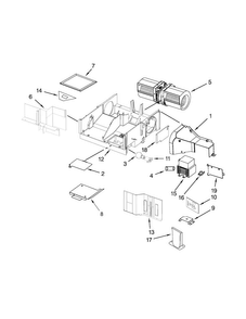 Air Flow Parts Diagram and Parts List for WMH31017AB2  Whirlpool Microwave