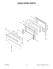 Oven Door Parts Diagram and Parts List for JGRP430HM01  Whirlpool Range
