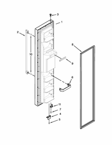 Freezer Door Parts Diagram and Parts List for ISF25D2XBM01  Whirlpool Refrigerator