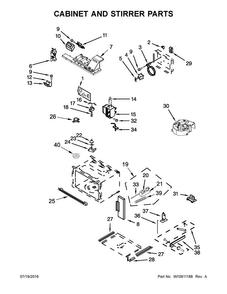 Cabinet And Stirrer Parts Diagram and Parts List for KOCE507EBS02  KitchenAid Microwave