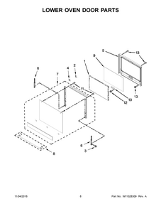 Lower Oven Door Parts Diagram and Parts List for IBD350DS03  Whirlpool Wall Oven