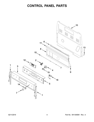 Control Panel Parts Diagram and Parts List for YWFE975H0HV1  Whirlpool Range