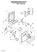 DISPENSER FRONT PARTS Diagram and Parts List for ED5NHGXTQ00  Whirlpool Refrigerator