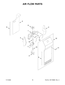 10 - Air Flow Parts Diagram and Parts List for WRS315SDHZ19  Whirlpool Refrigerator