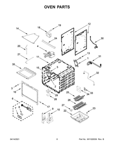 Oven Parts Diagram and Parts List for KFGC500JBK01  Whirlpool Range