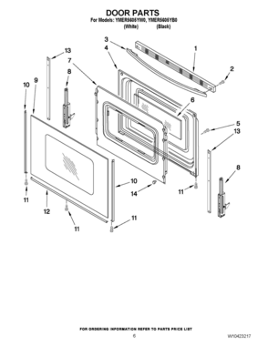 05 - DOOR PARTS Diagram and Parts List for YMER5605YB0  Whirlpool Range