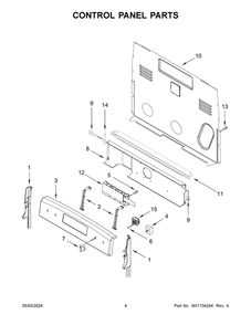 Control Panel Parts Diagram and Parts List for WFC315S0JB4  Whirlpool Range