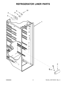 03 - Refrigerator Liner Parts Diagram and Parts List for MSS25N4MKZ11  Whirlpool Refrigerator
