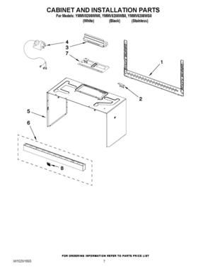 06 - CABINET AND INSTALLATION PARTS Diagram and Parts List for YMMV5208WB0  Whirlpool Microwave