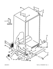 Cabinet Parts Diagram and Parts List for 7WRS22FDBW00  Whirlpool Refrigerator