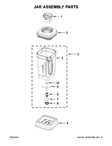 Diagram 1 Diagram and Parts List for W10886807A  KitchenAid Blender