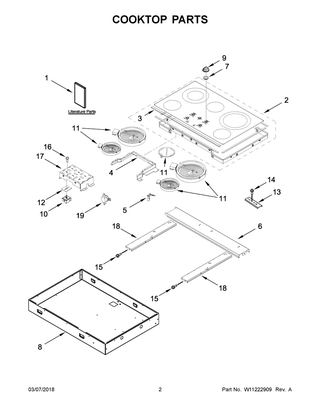 Cooktop Parts Diagram and Parts List for WCE77US6HB00  Whirlpool Cooktop