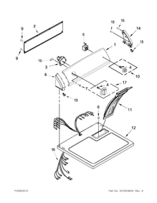Top And Console Parts Diagram and Parts List for 11060022011  Kenmore Dryer