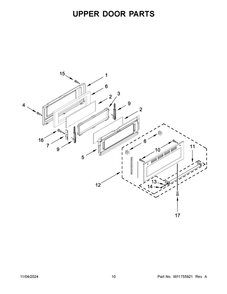 06 - Upper Door Parts Diagram and Parts List for KFGD500EBS11  Whirlpool Range