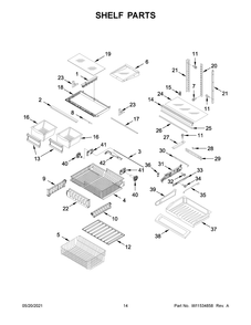 Shelf Parts Diagram and Parts List for MFF2258FEZ06  Whirlpool Refrigerator