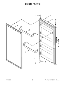Door Parts Diagram and Parts List for MZF34X16DW06  Whirlpool Refrigerator